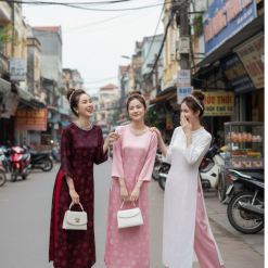 Alternative view of Áo dài Trúc Xuân - Mã AD201 - Cổ áo có đính hoa - Nét đẹp vĩnh cửu